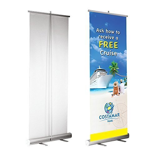 White Stainless Steel Roll Up Banner Stand for Promotional