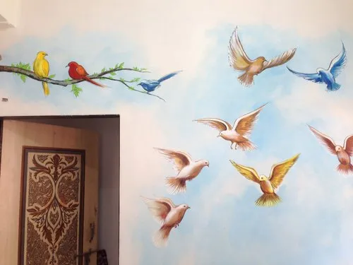 Colored Birds Wall Art Work, 3D Painting in pune